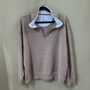 Men's TailorByrd Gray Cozy Knit cotton Quarter-Zip Sweater Sz XL
